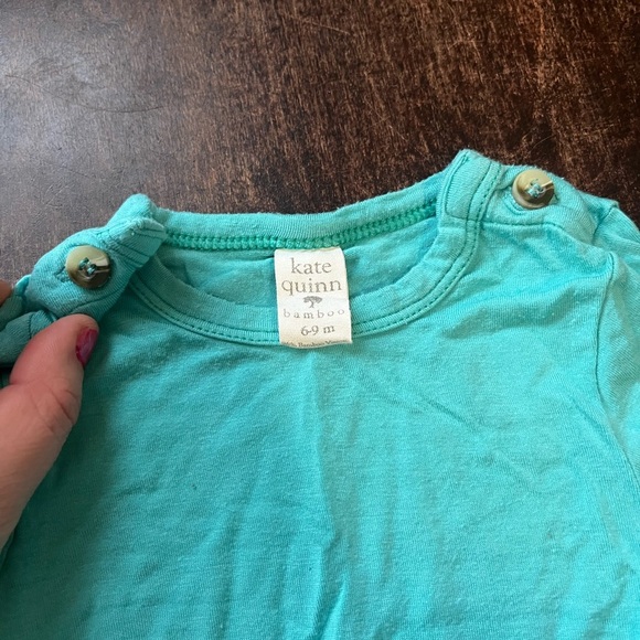 Kate Quinn 6-9 Month Solid Aqua Blue Bamboo Footies - Picture 2 of 5